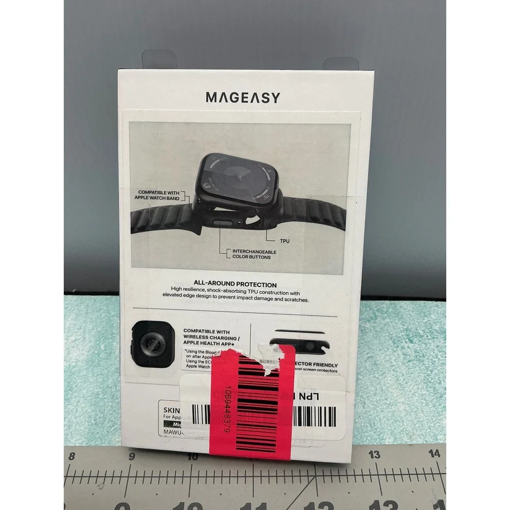 Mageasy Skin Apple Watch Protective Case 49mm Black TPU Shockproof Ultra Ultra 2